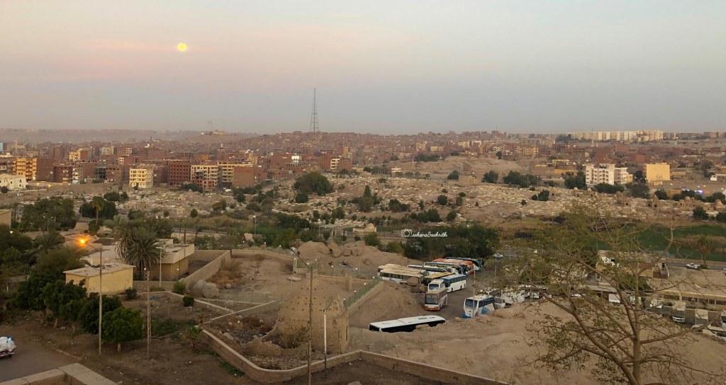 Bad view of Aswan city from hotel balcony