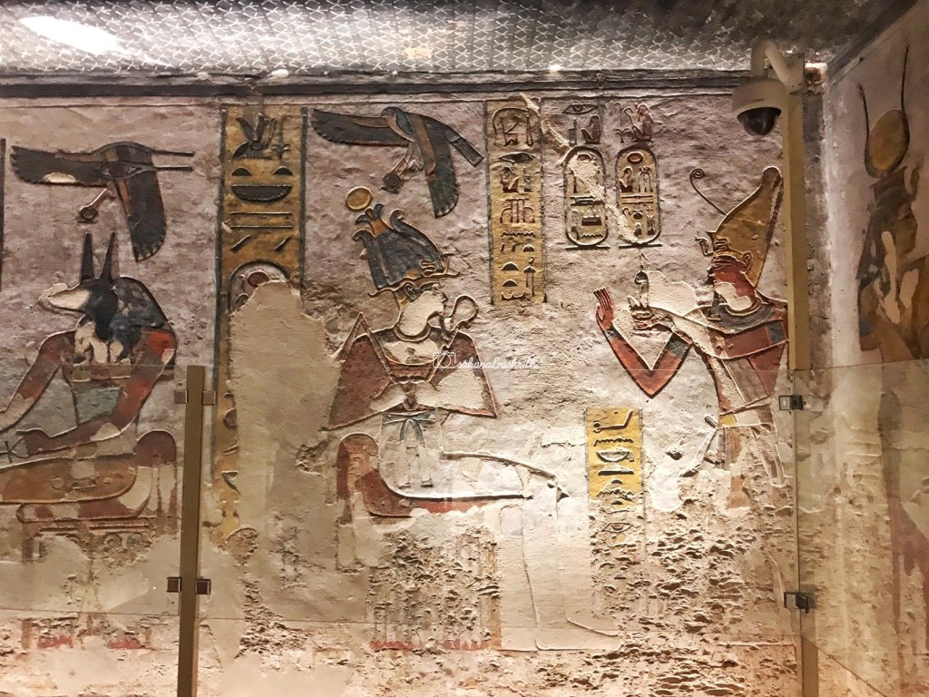 Colourful Egyptian figurines inside Valley tombs