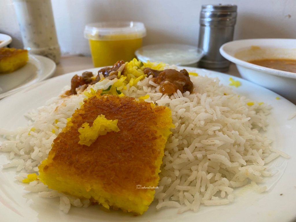 Iran's rice with saffron fried in ghee as topping