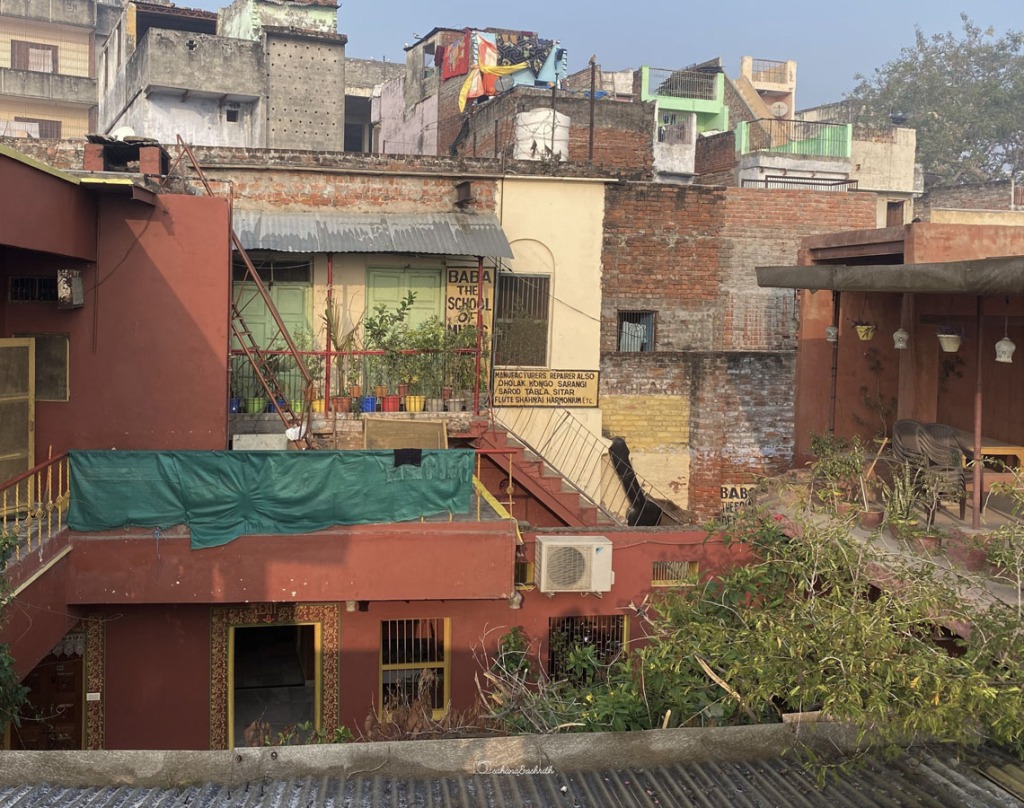 The brick houses with courtyard and a music school in Varanasi