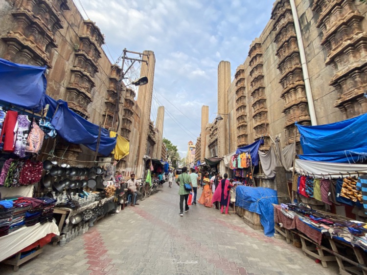 Old market street with half built temple structures