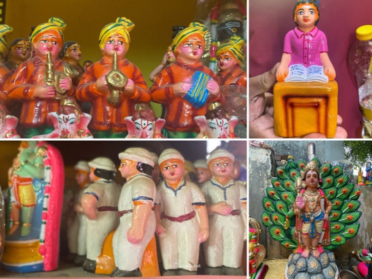 Various clay dolls for Dasara