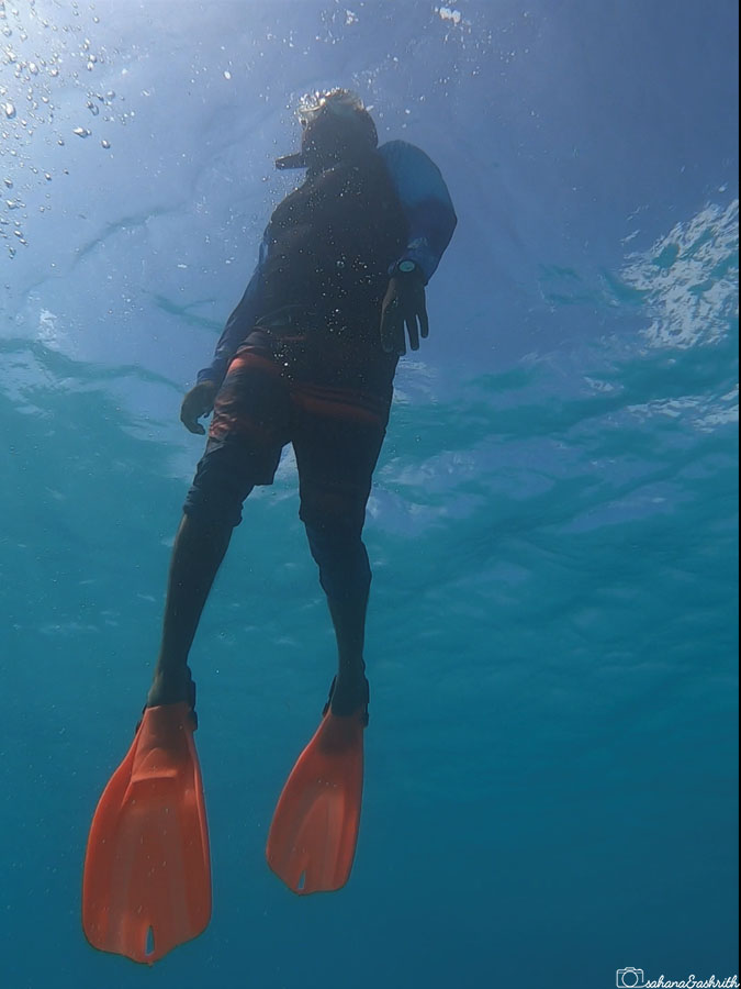 Scuba divers without scuba gears